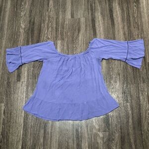 Mossimo Supply Co. Lavender Off Shoulder Peasant Top Tunic M Bell Sleeves